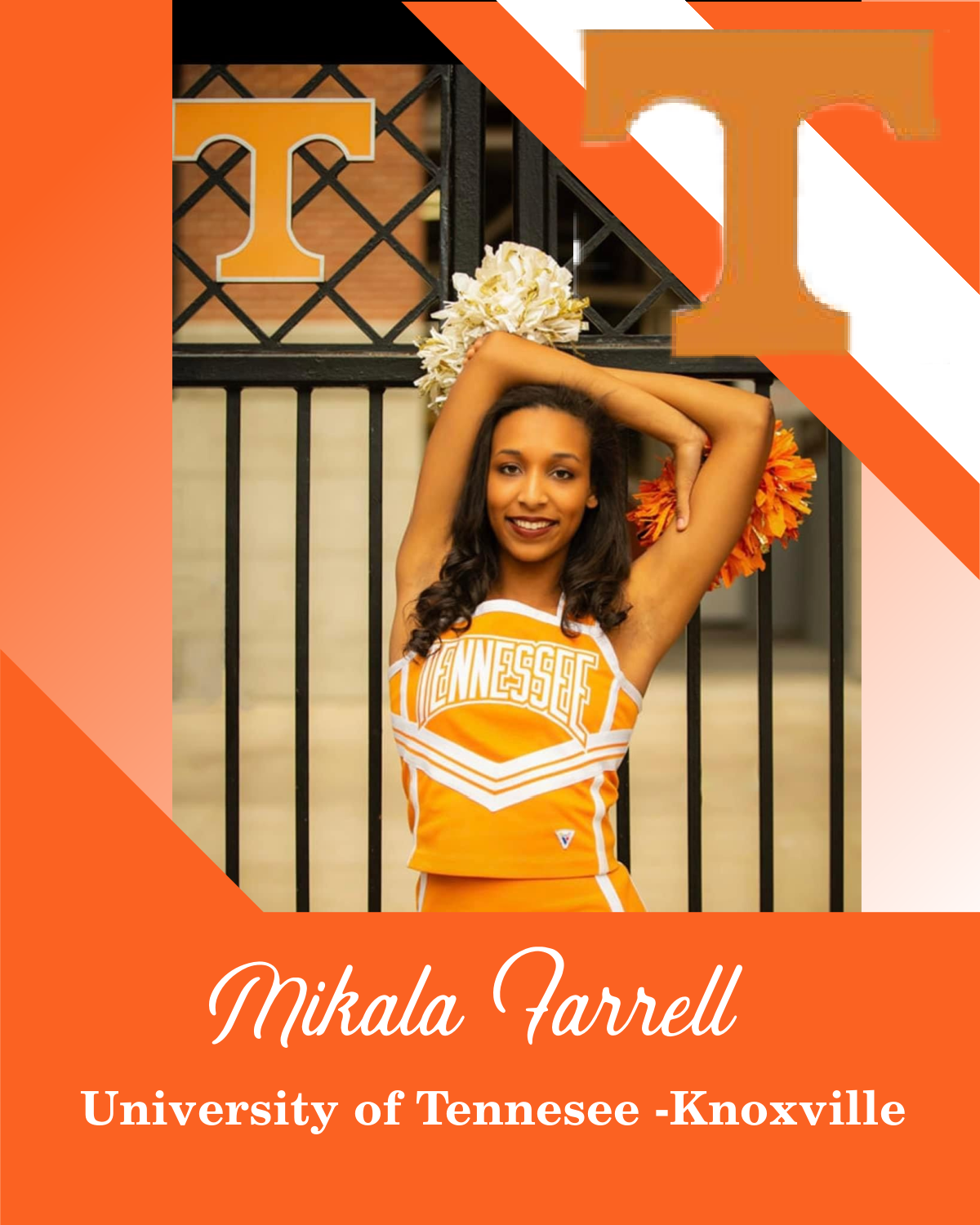 A picture of a cheerleader from the university of tennessee knoxville