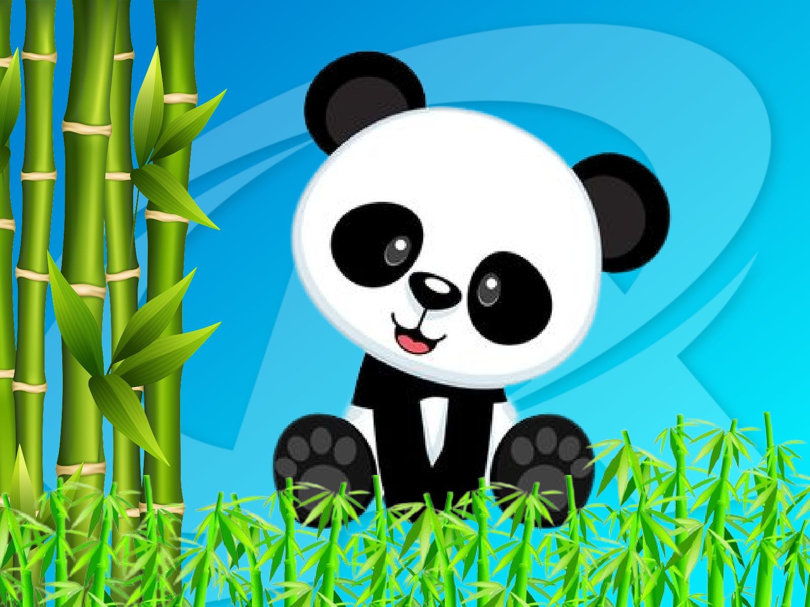 A panda bear is sitting in a field of bamboo.