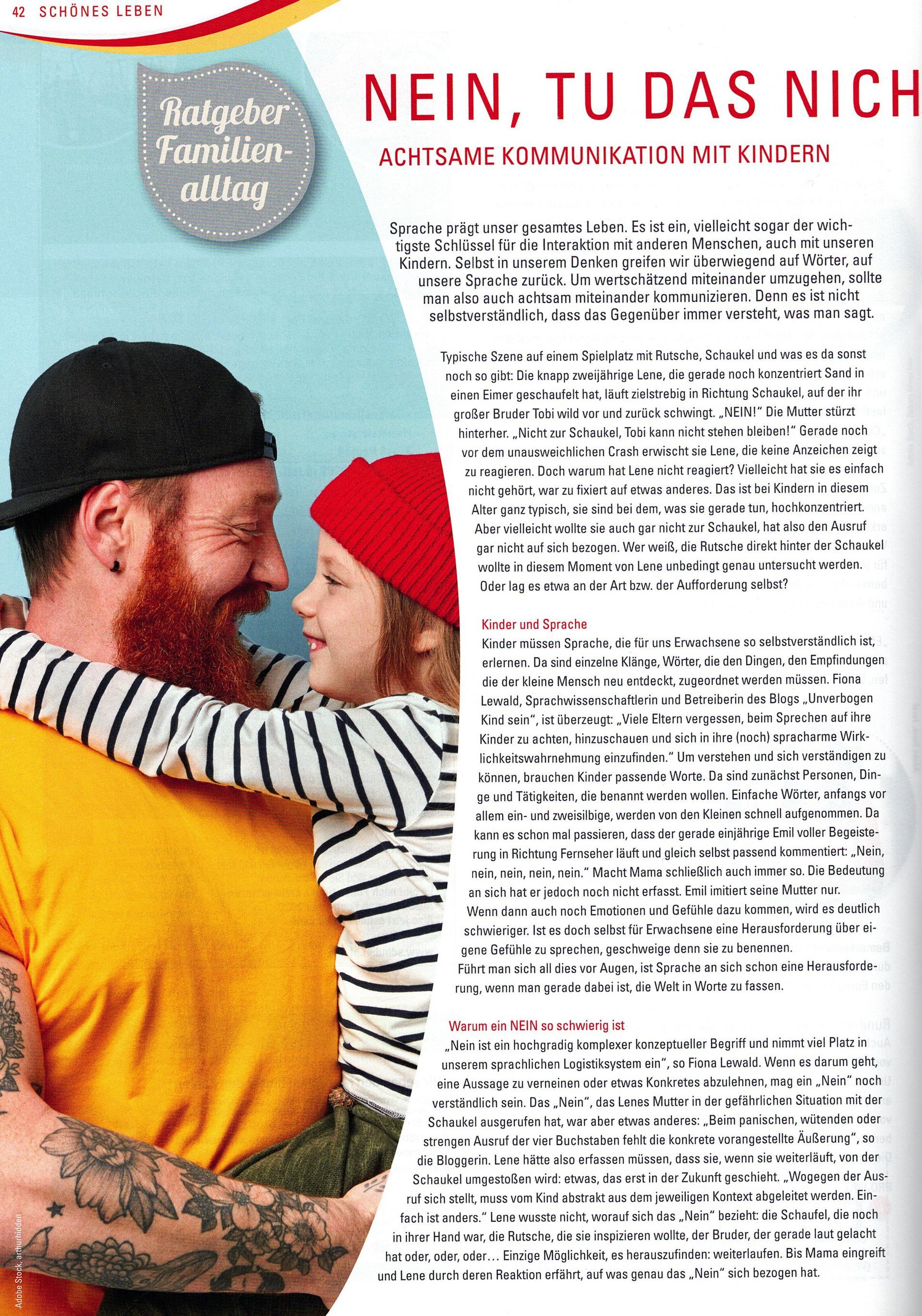 Artikel über Gewaltfreie Kommunikation in der Zeitschrift Lieslotte
