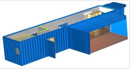 40ft, classroom, kitchen, bathroom, (School) unit with fold out deck: *Plan variations optional* $79,000+GST