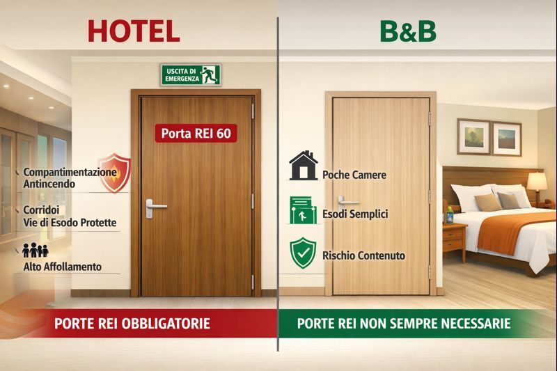 Porte REI hotel e B&B: obblighi diversi secondo la normativa antincendio
