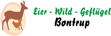 Ein Logo mit einem Hirsch und einem Huhn darauf
