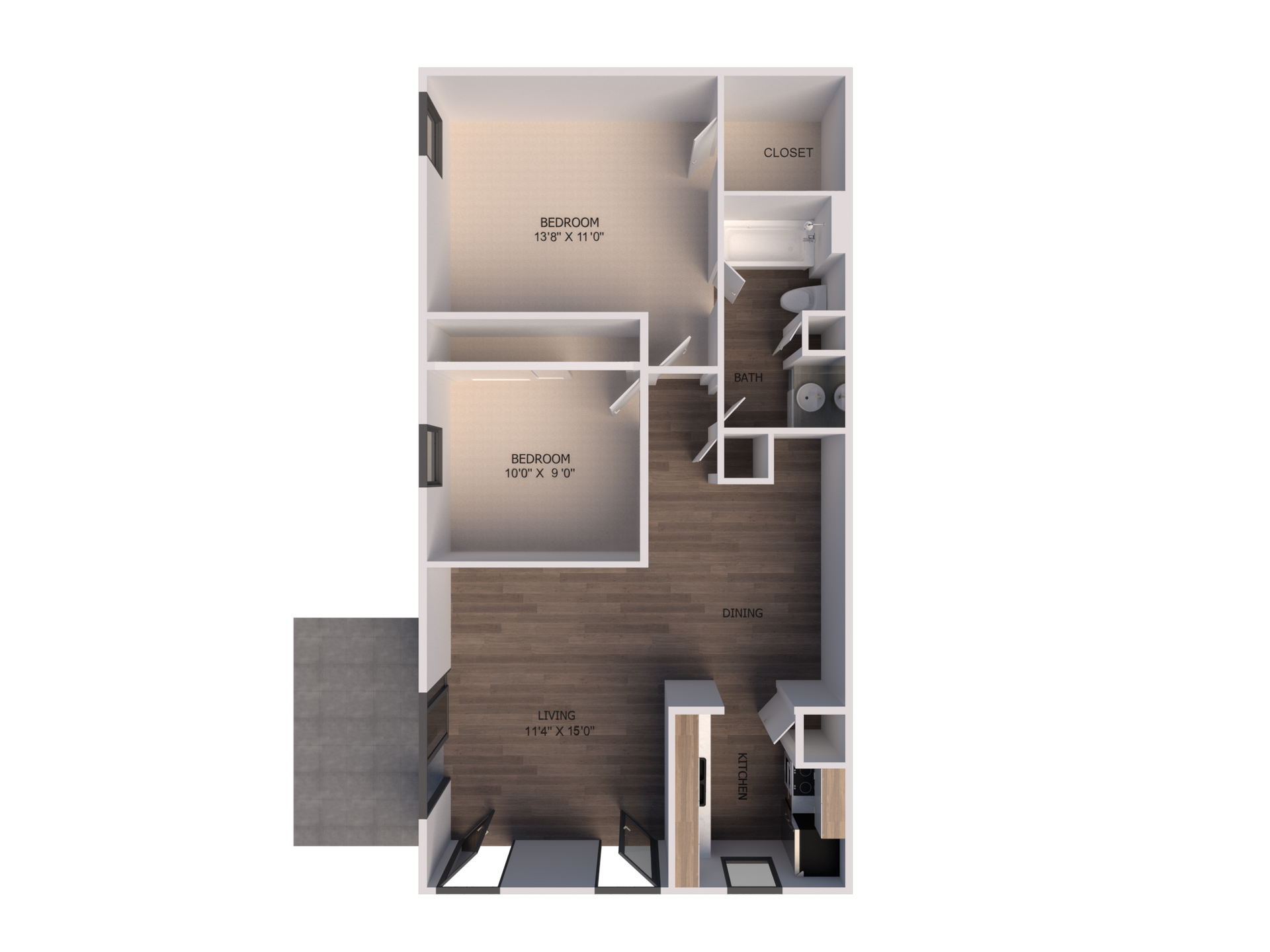 An aerial view of a floor plan of a house.