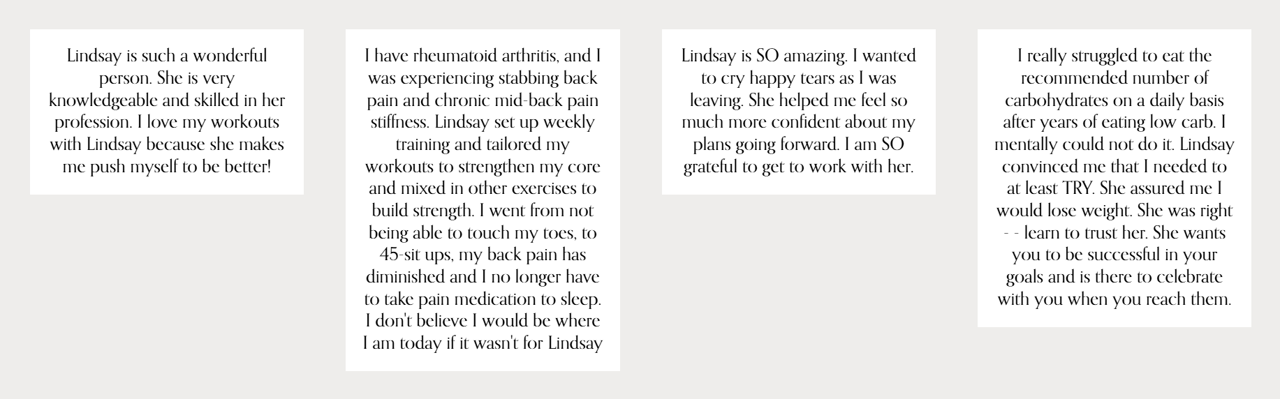 positive testimonials.