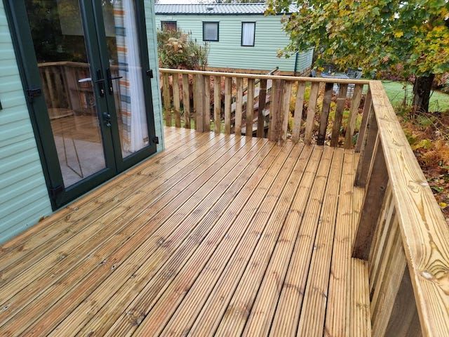 Caravan decking at Sandgreen by J.A. Halkett & Son