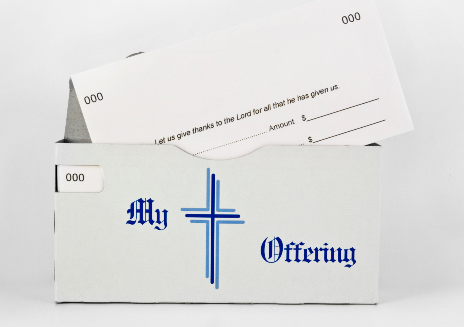 A box that says my offering with a cross on it