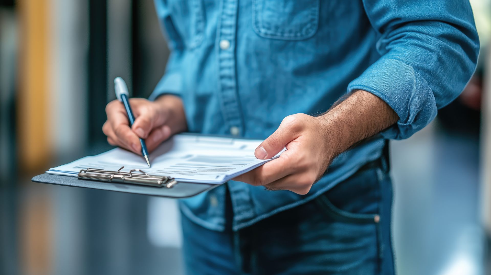 Woman smiling while using a laptop, sitting on a green couch.
