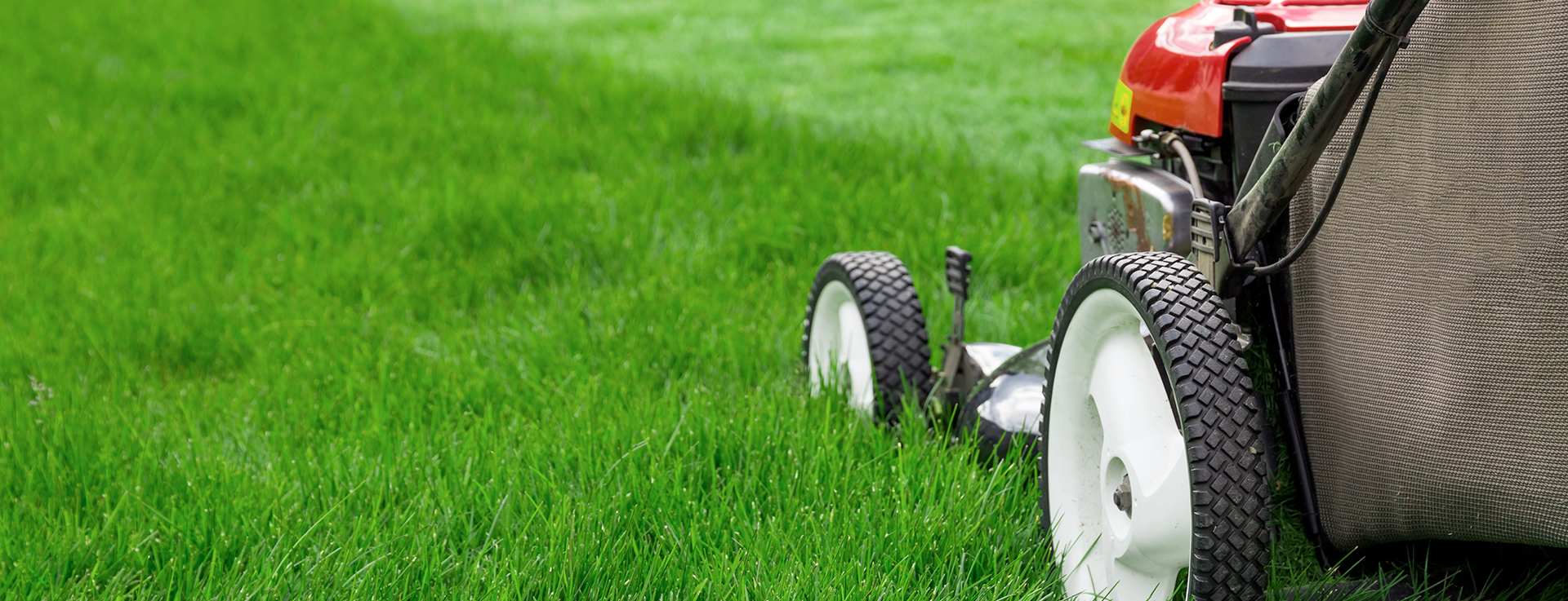 mowing a lawn