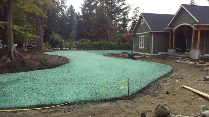 Hydroseeding applied to front yard