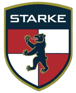 A stark logo with a bear on a shield