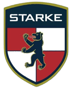 A stark logo with a bear on a shield