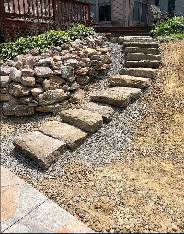 Landscaping Installation Using Cobblestones — West Middlesex, PA — Z'Crete Concrete & Excavation LLC