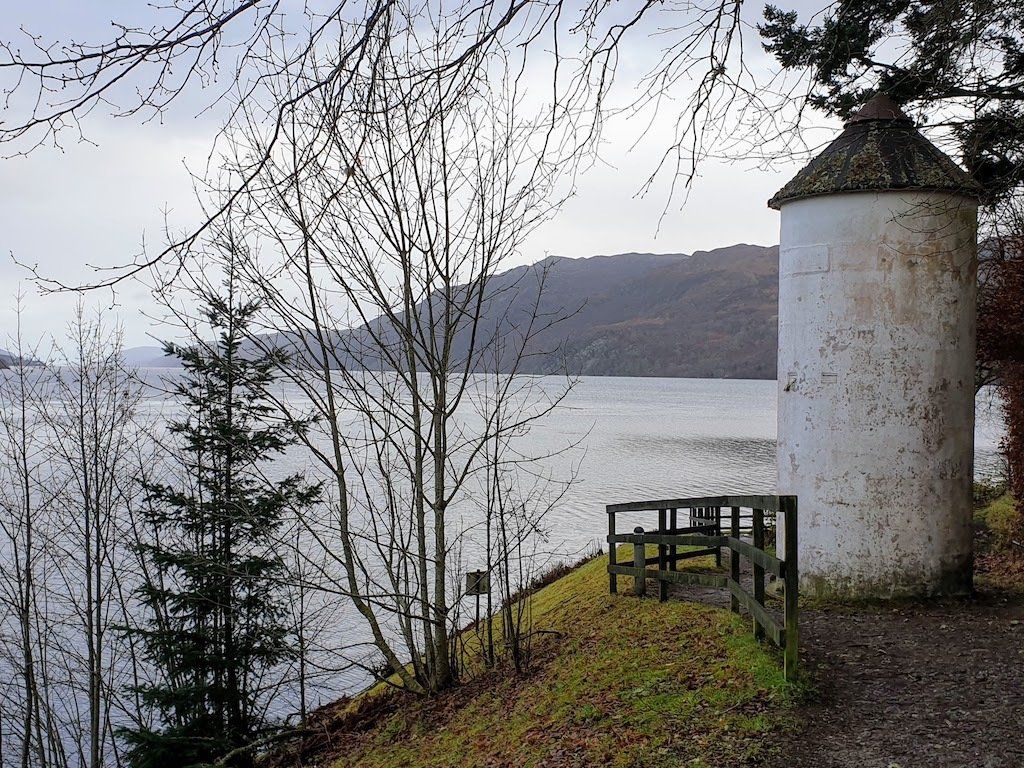 The smallest pepperpot lighthouse beside Loch Ness Fort Augustus Highlands Scotland