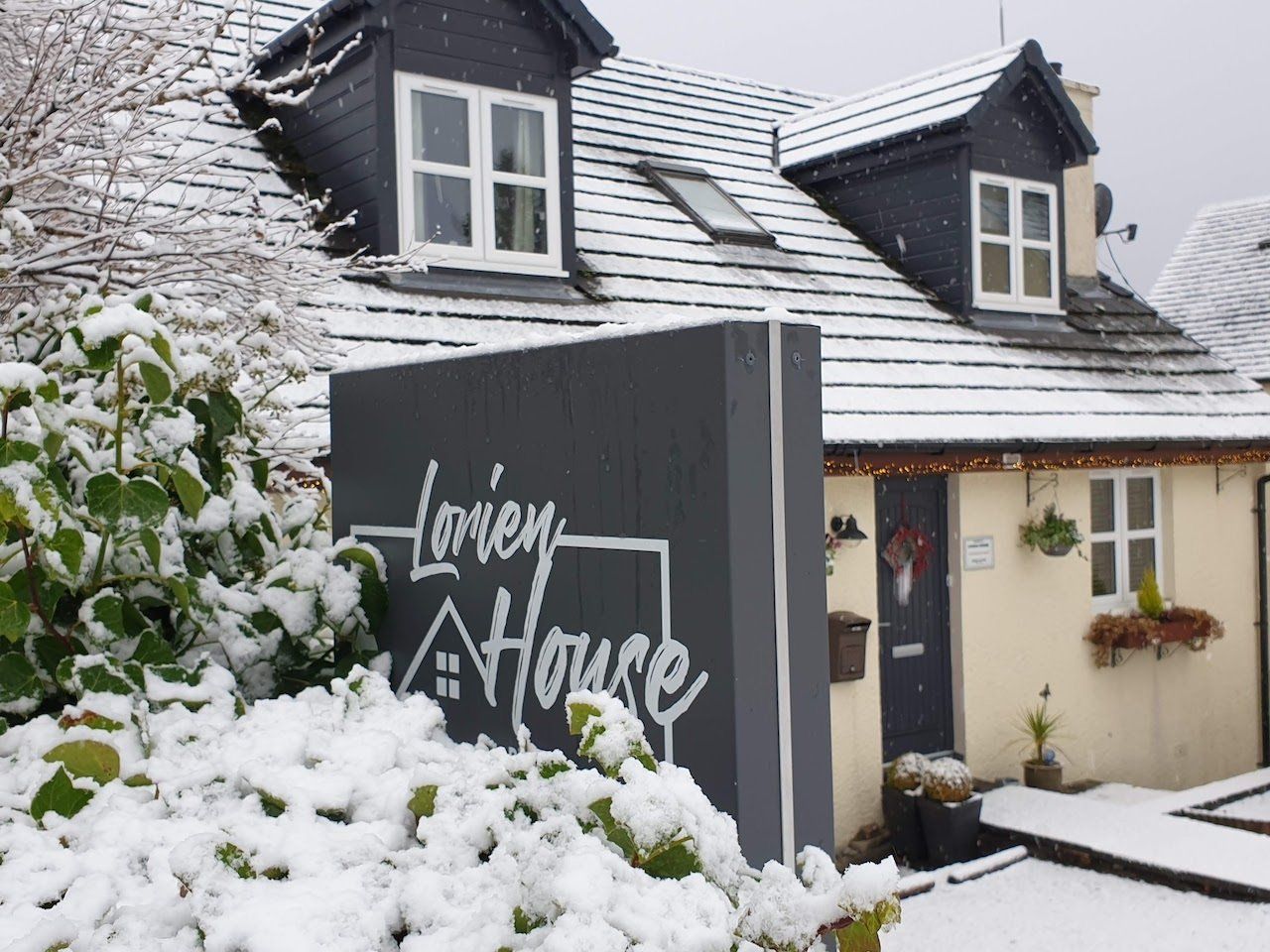 External wintry view of Lorien House B&B Fort Augustus Highlands Scotland