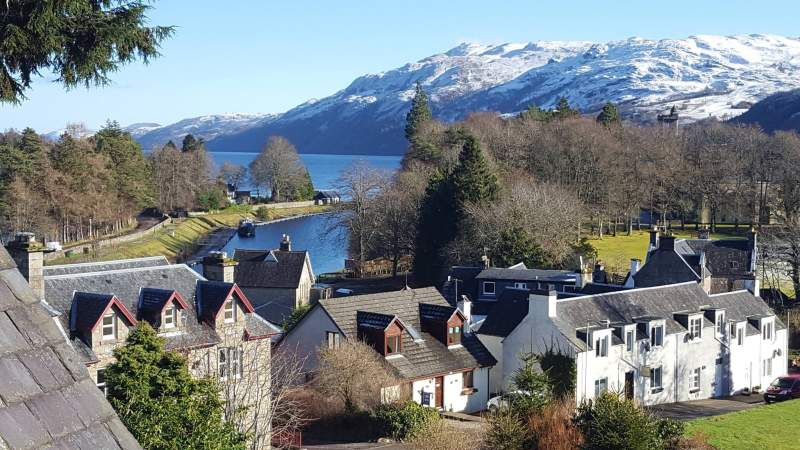 Wintry view of Stunning Fort Augustus in the Highlands Scotland