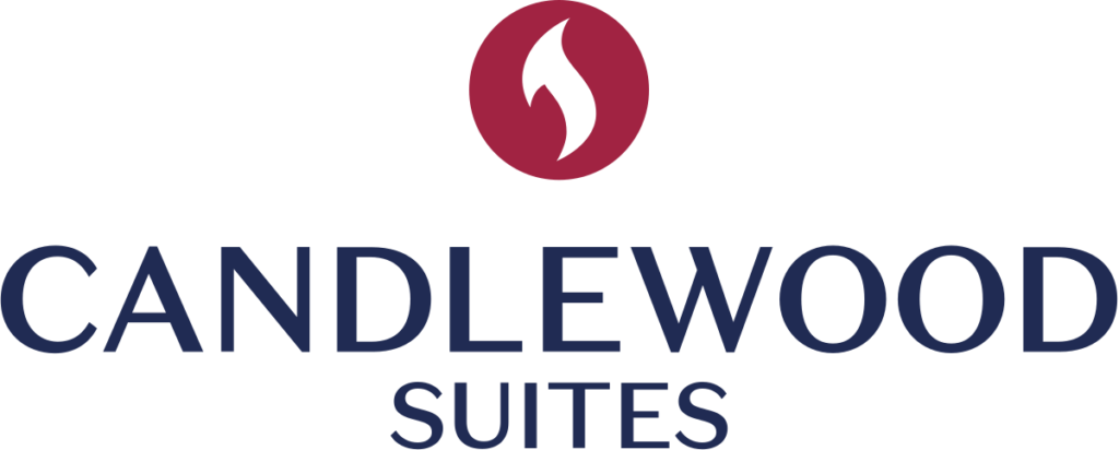 The logo for candlewood suites has a red flame in a circle.