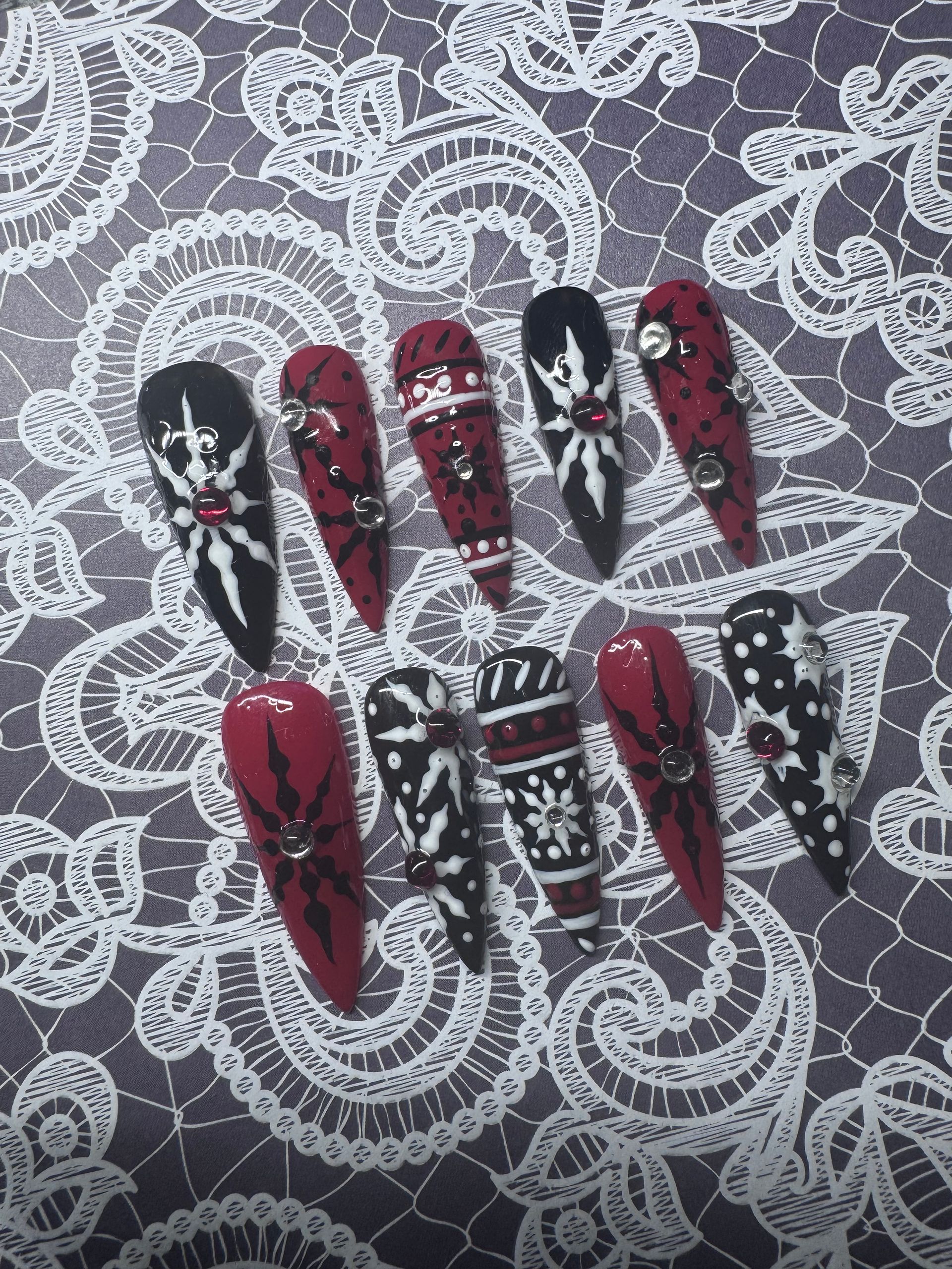 Goth Christmas sweater press-on nail set