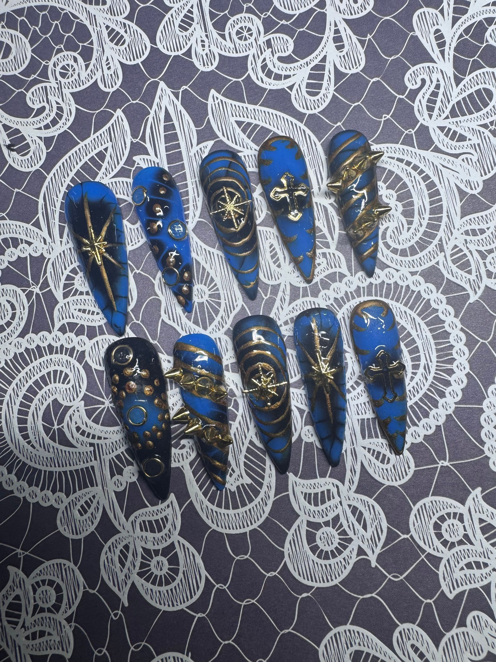 Punk Holiday blue press on nail set