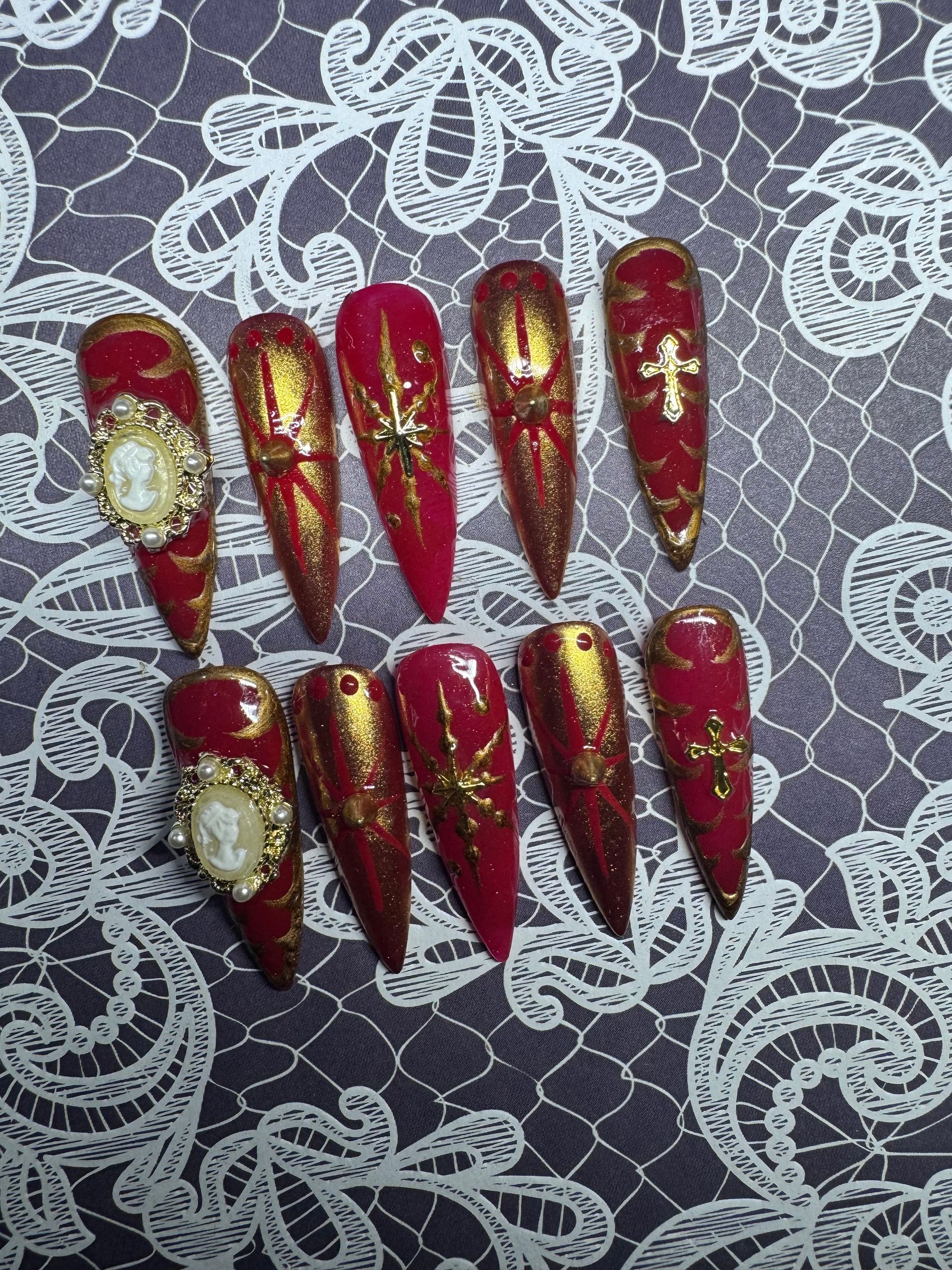Christmas Aurum Victorian press-on nail set