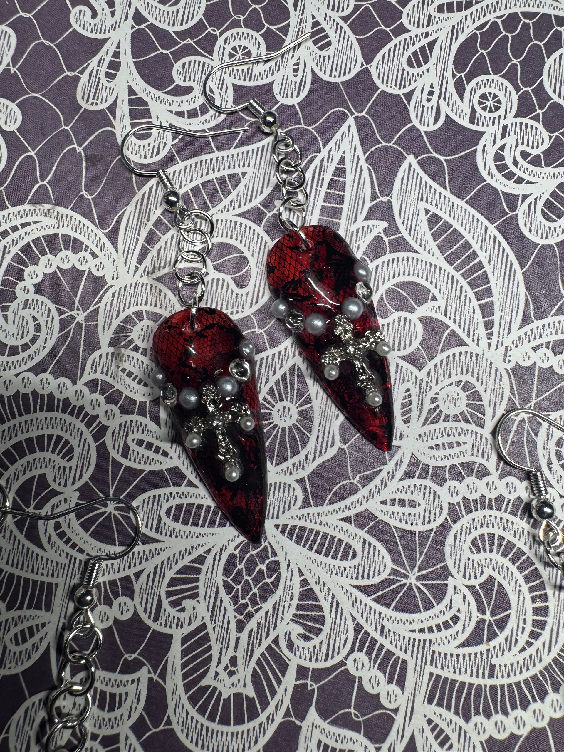 Vampire’s blood nail earring set