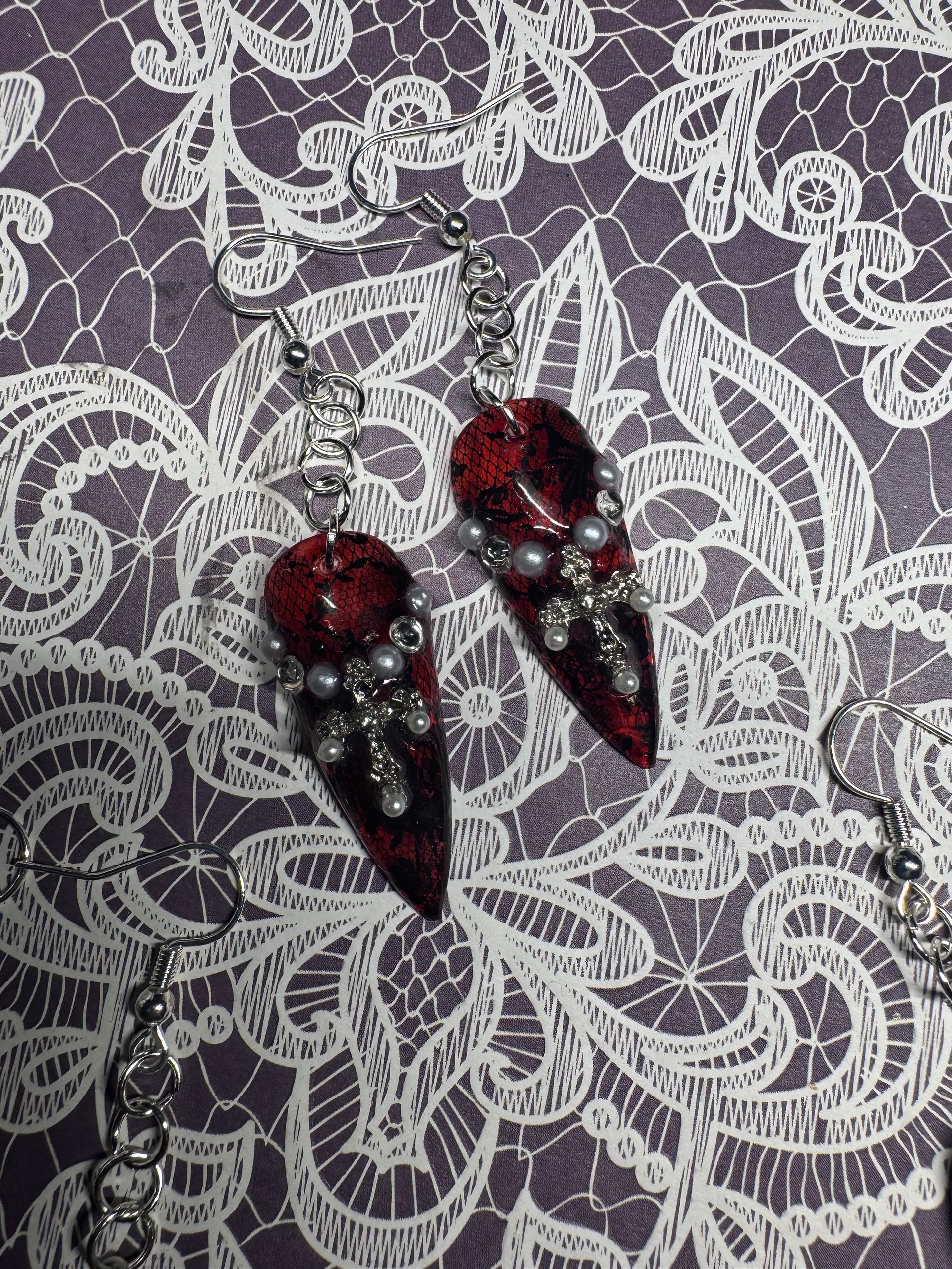Vampire’s blood nail earring set