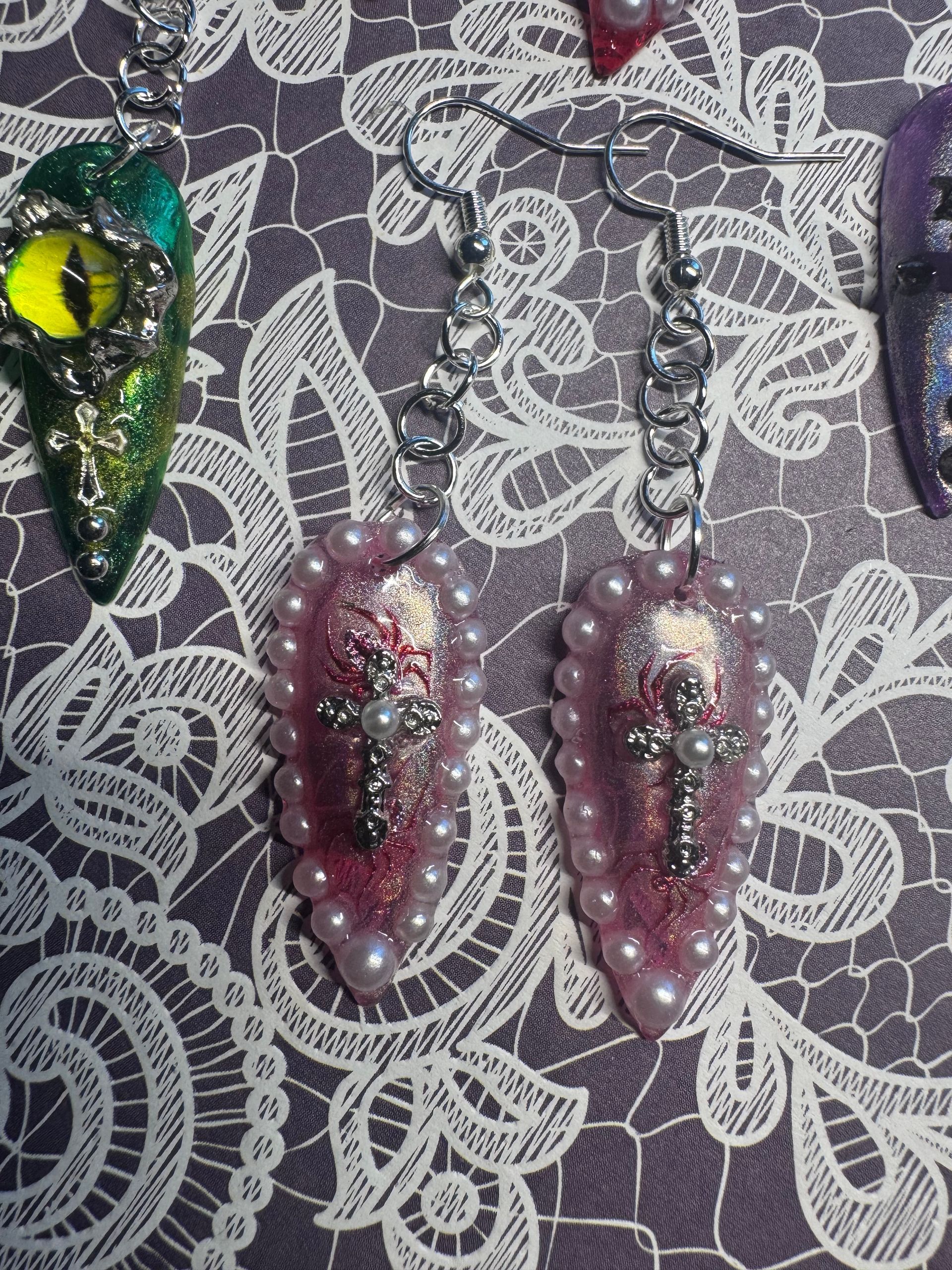 Pastel horrors nail earring set