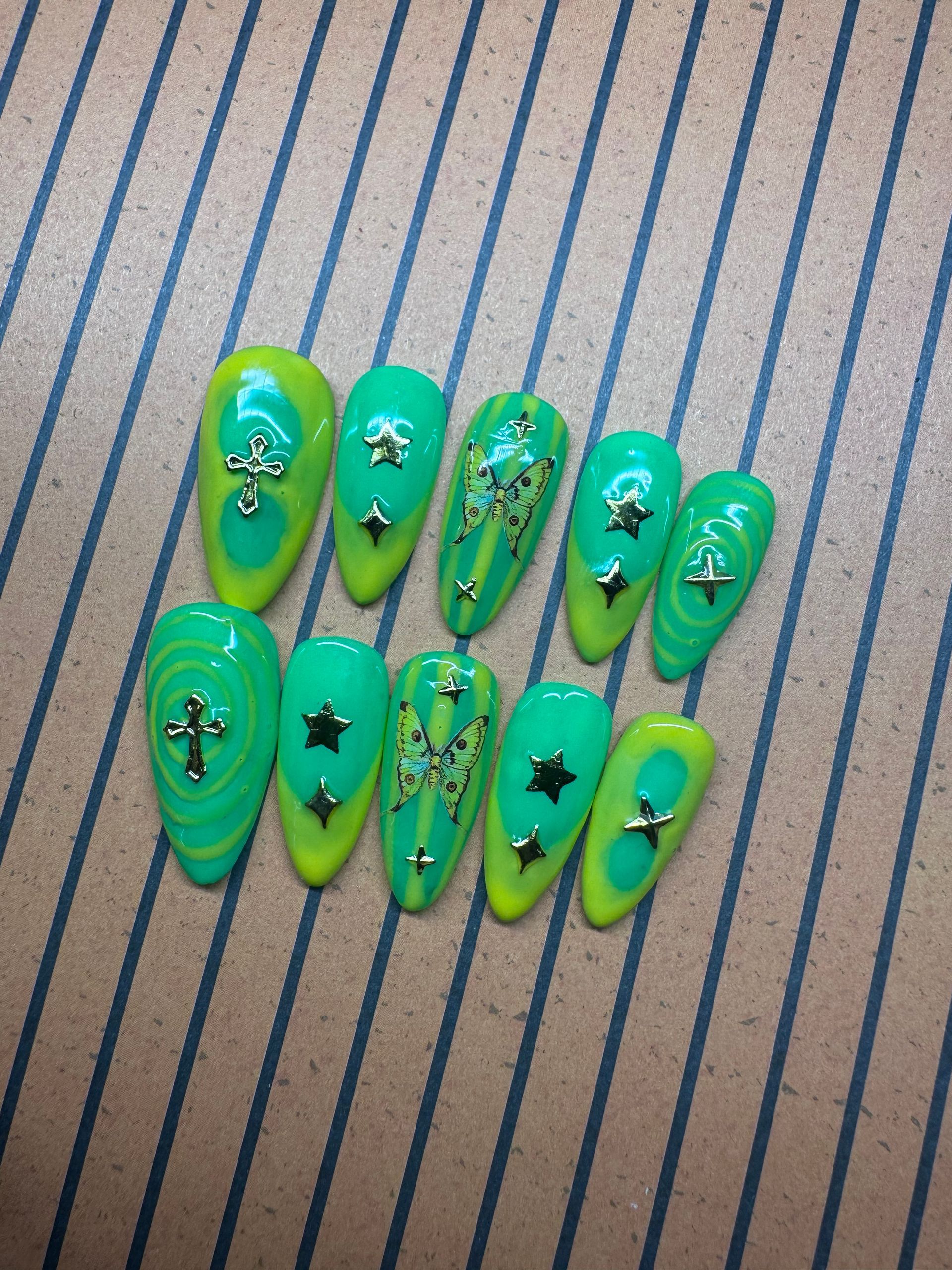 Neon oddities press-on nail set