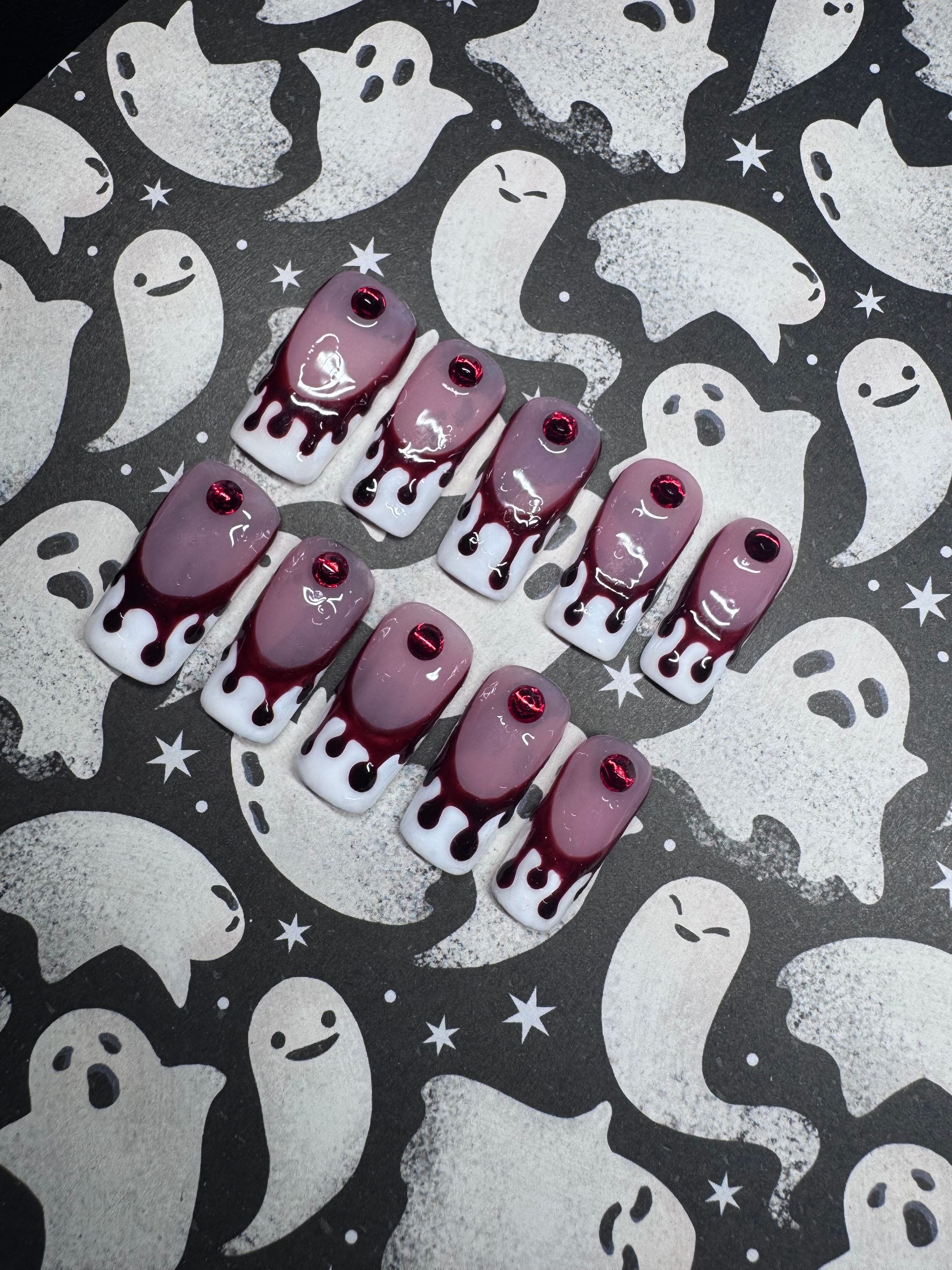 Bloody white French tip press-on nail set