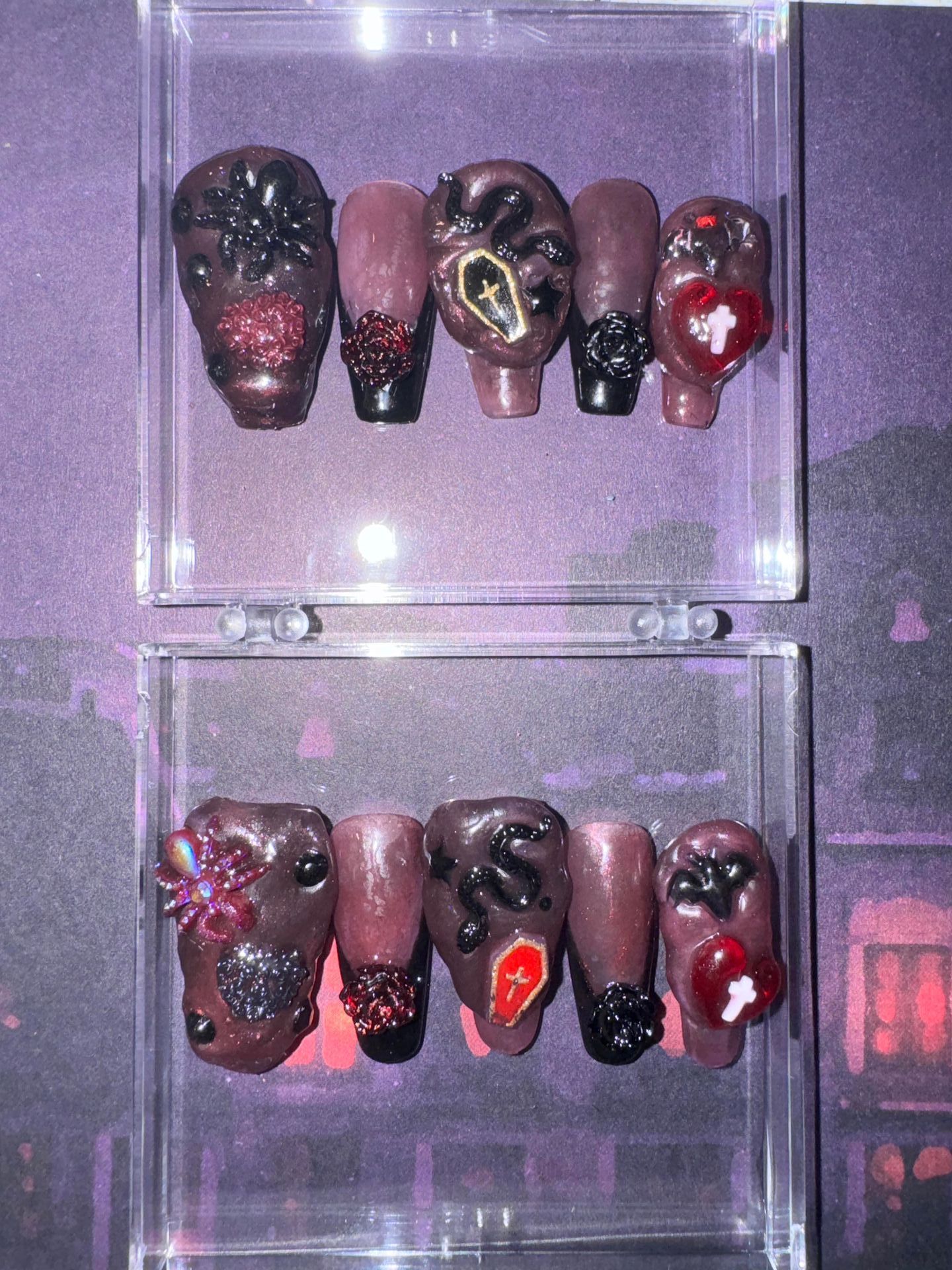 Goth galaxy junk nail set