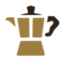 Brown and tan moka pot icon.