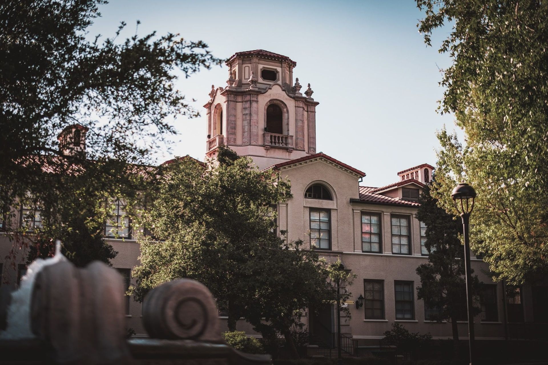 A large building with a clock tower on top of it