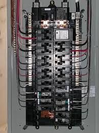 A close up of an electrical panel with a lot of wires coming out of it.