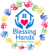 Blessing Hands In-Home Care logo with house, heart, hands, and colorful handprints in a circle