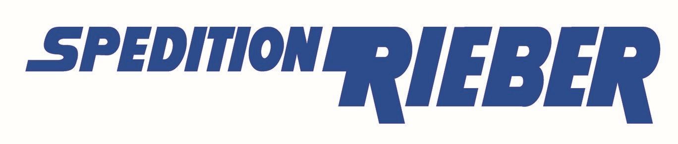 Ein blaues Logo der Spedition Rieger auf weißem Hintergrund