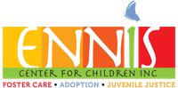 The logo for ennis center for children inc foster care adoption juvenile justice