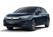 Sedan Honda City azul sobre fundo branco.
