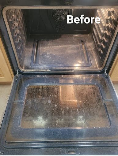 The inside of an oven is dirty and needs to be cleaned.
