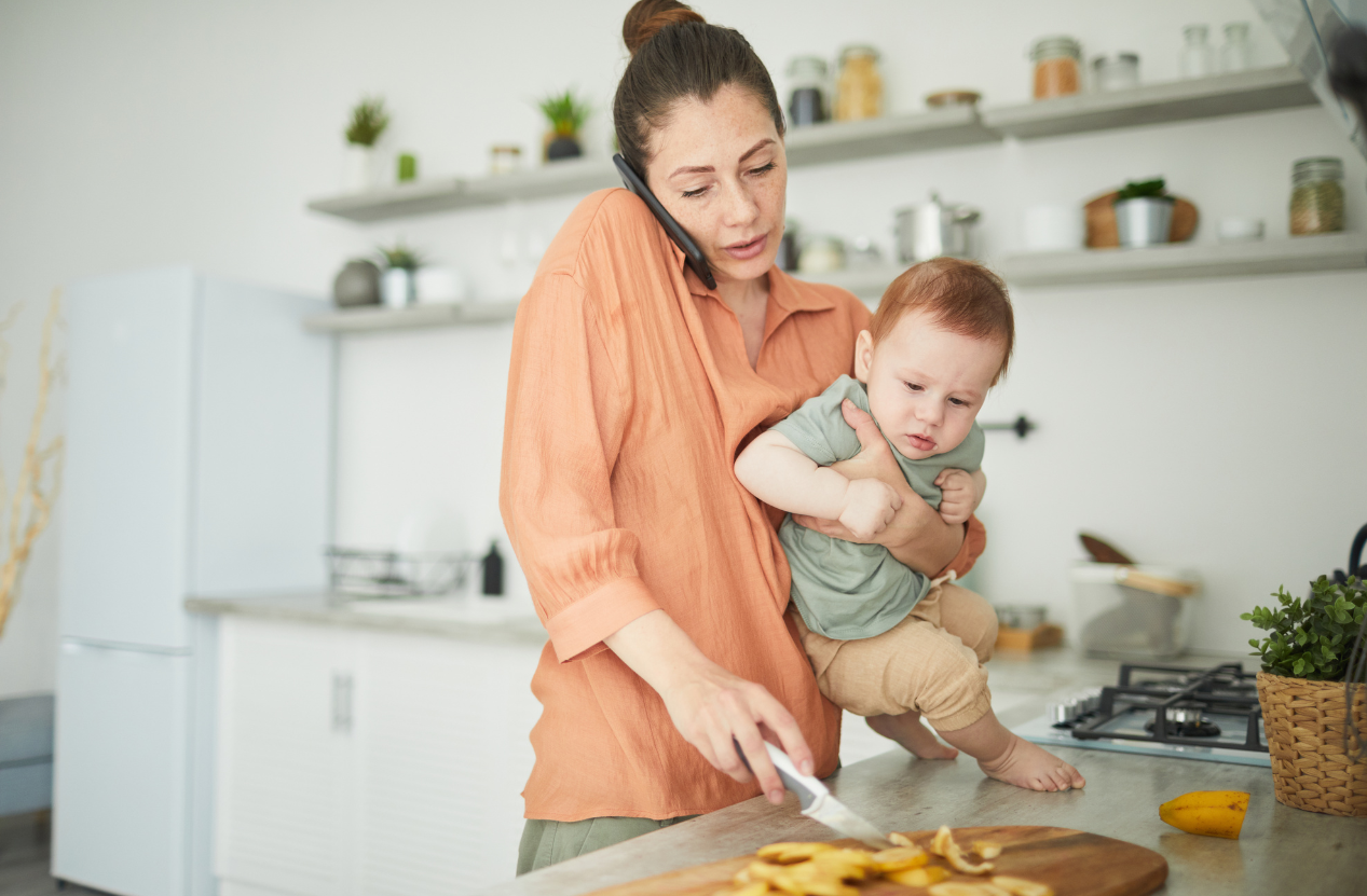 Busy family caregiver getting support at home in Huntsville