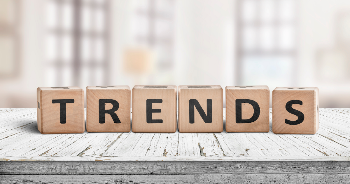 the word trends is written on wooden blocks on a table .