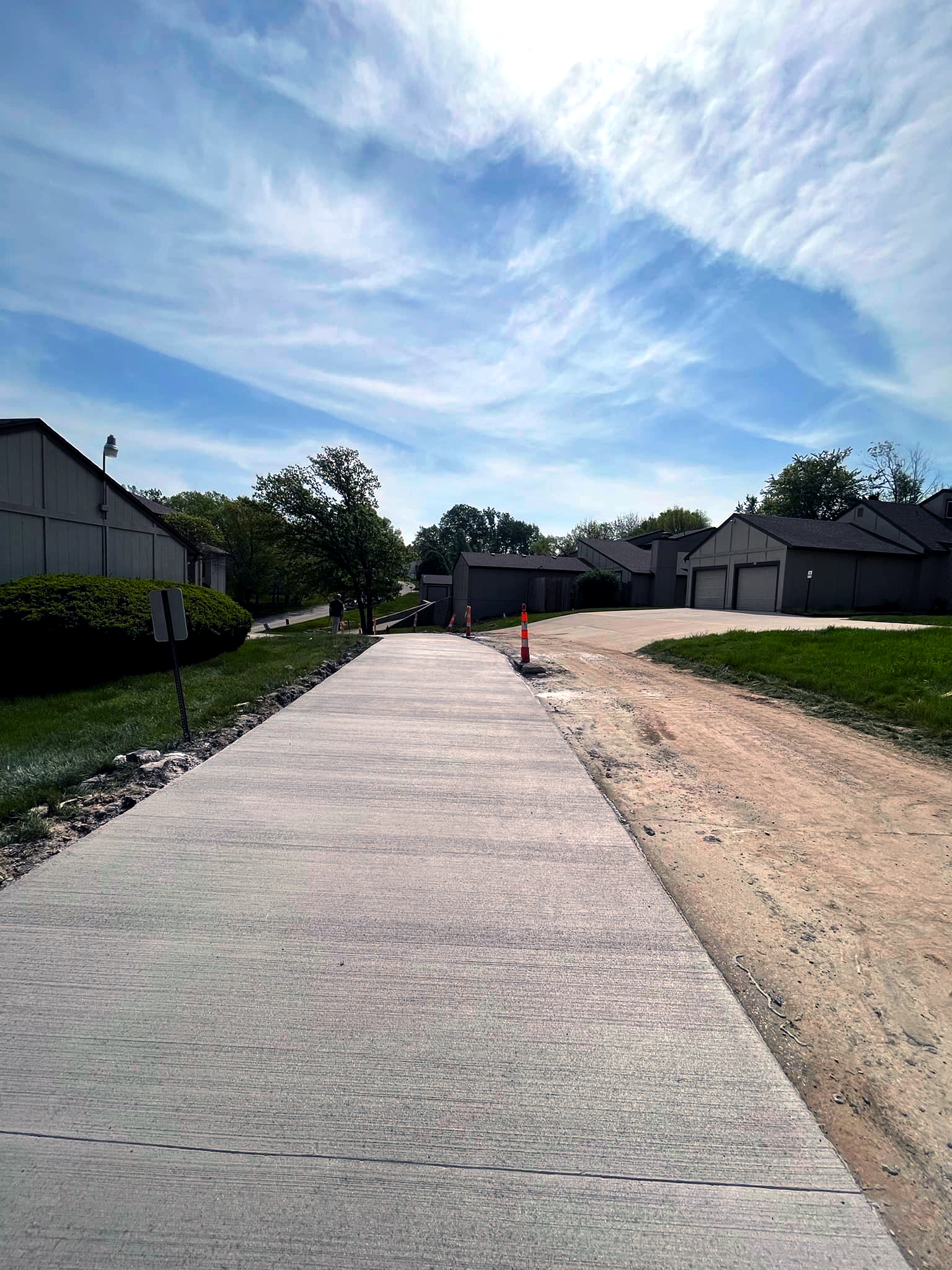 Concrete sidewalk for townhomes and apartment community
