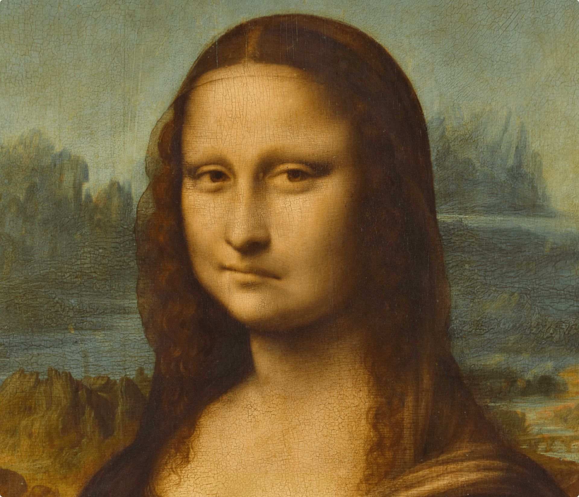 Un primer plano de una pintura de una mujer con cabello largo.