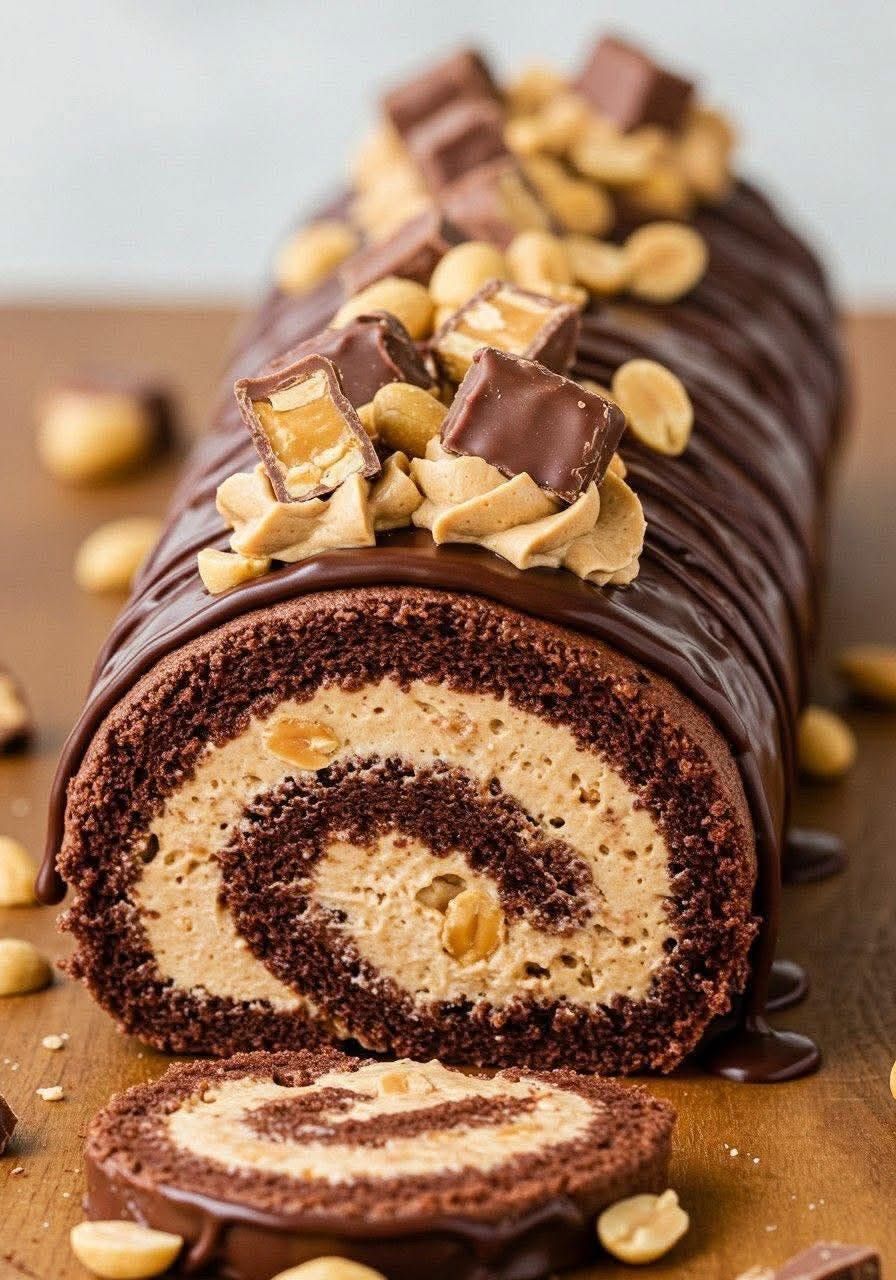 Chocolate Peanut Butter Roll Cake