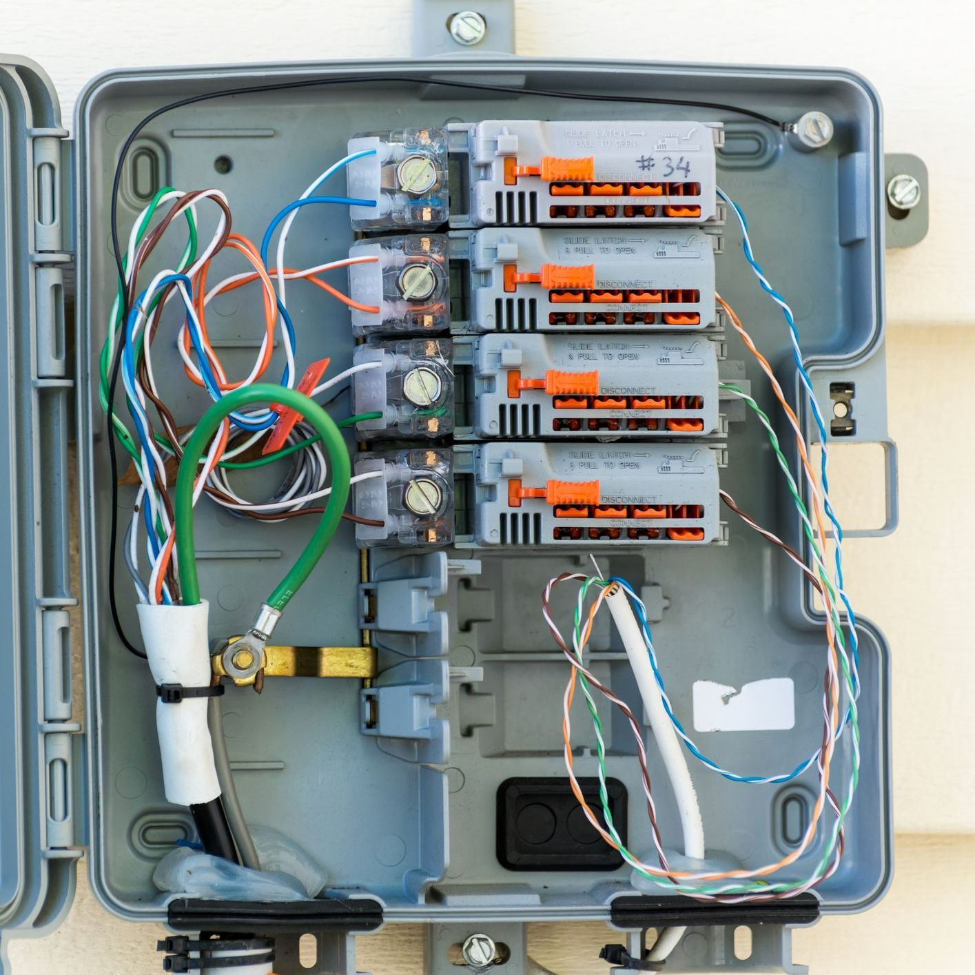 A box with a lot of wires inside of it