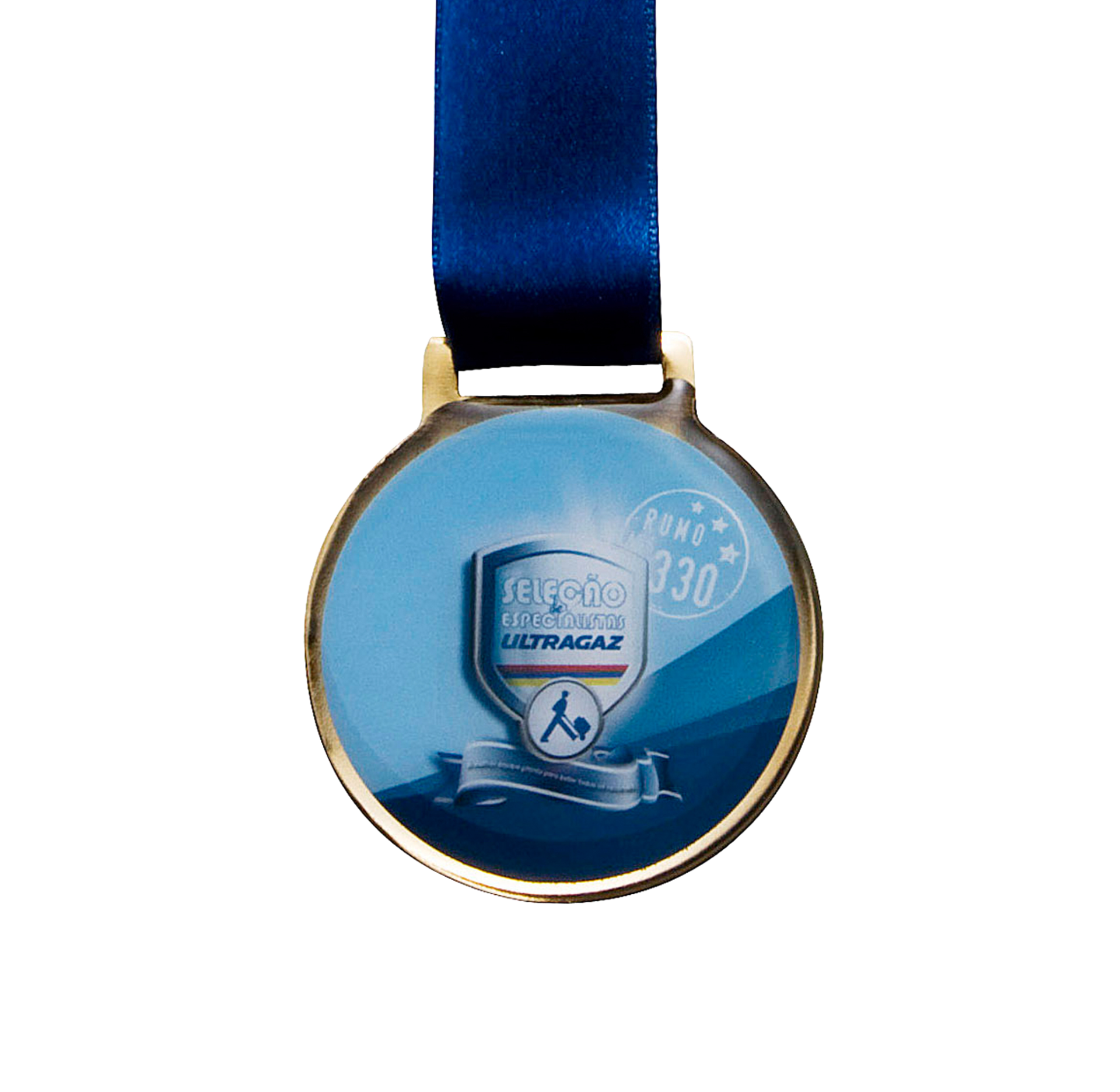 Medalha em metal com aplicação de adesivo
