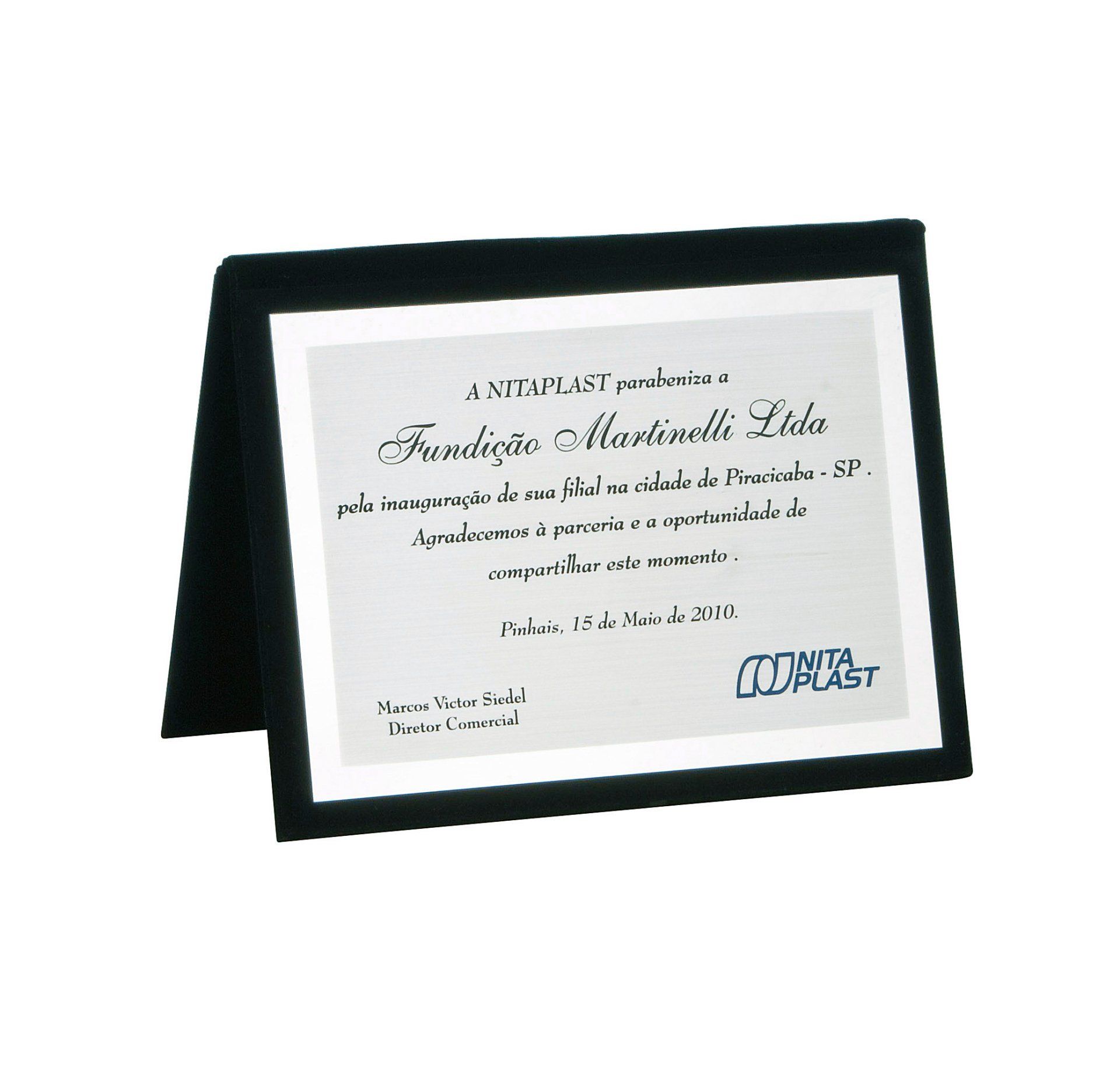 Placa com capa livreto de veludo