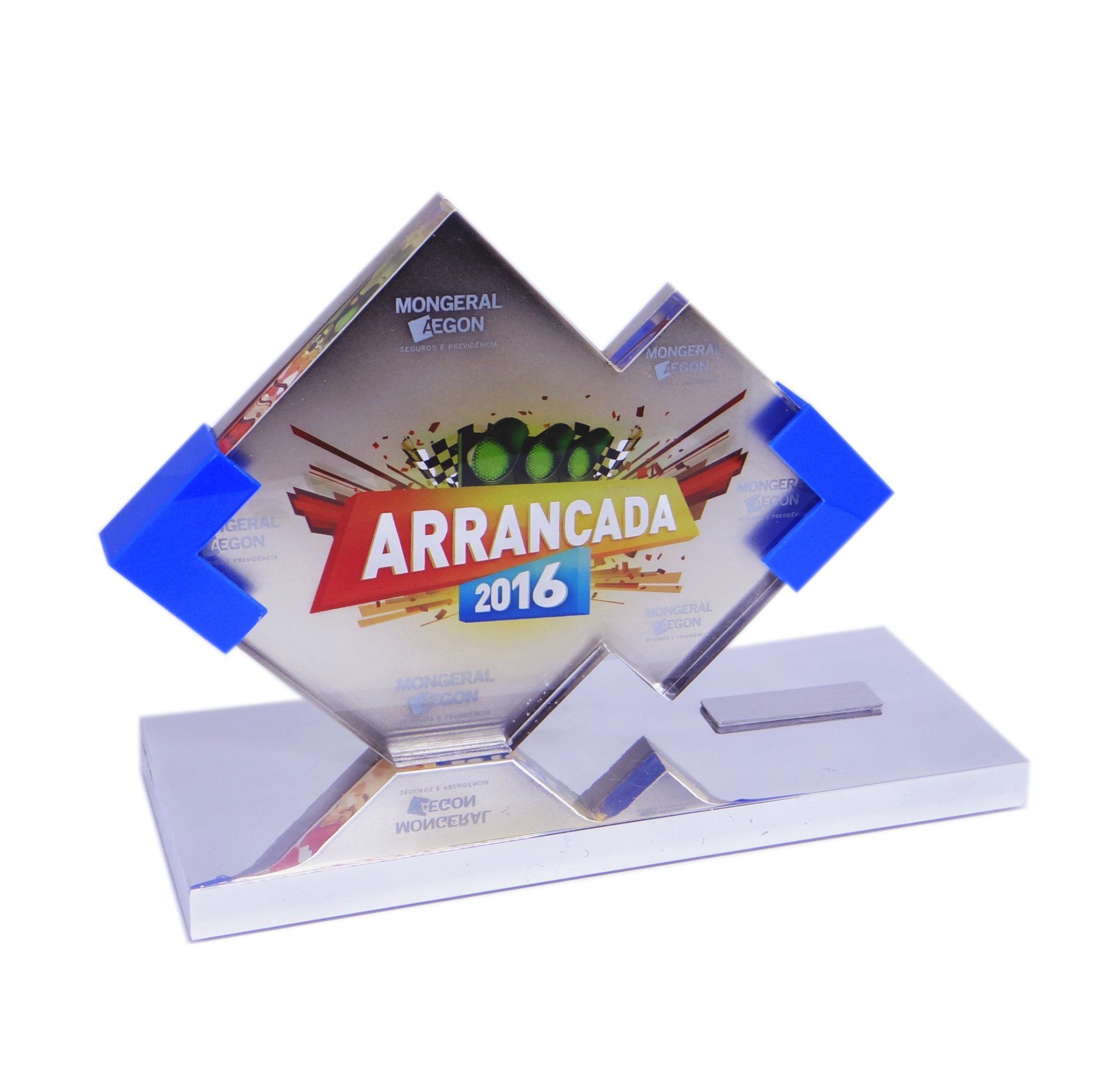 Troféu em metal com impressão digital