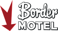 Red arrow pointing to &ldquo;Border Motel&rdquo; sign on white background