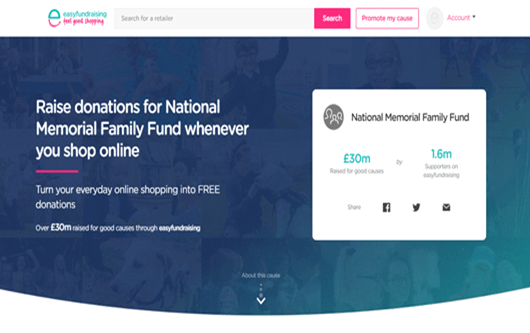 Easyfundraising webpage