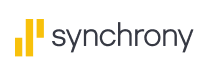Synchrony logo: Yellow graphic with three vertical lines next to the word 