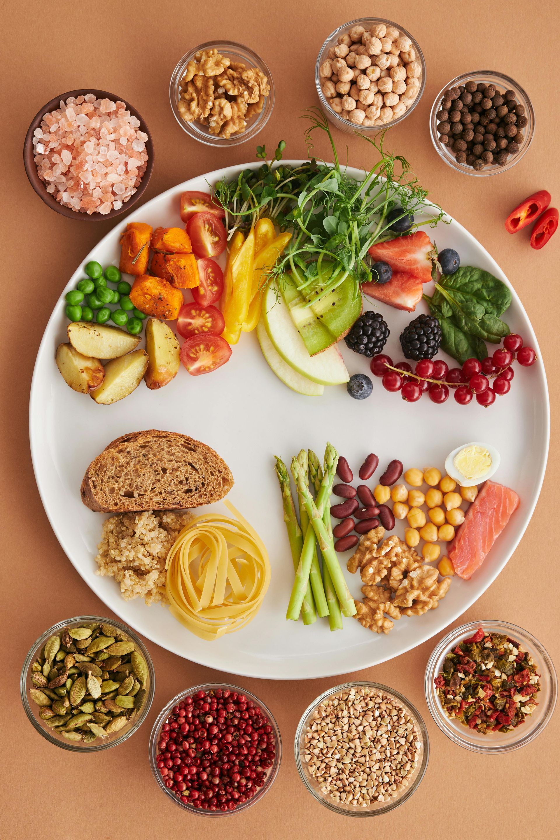 There are many different types of food on the plate.